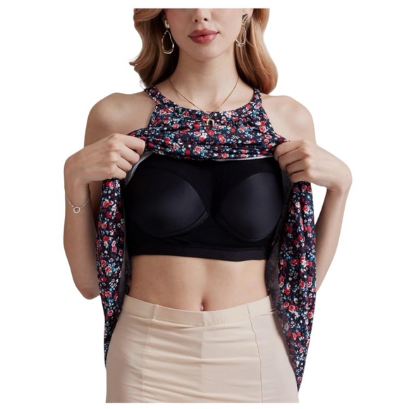 Floral Swing Mini Dress Built-In Bra Halter NEW Size Large Casual Summer NWT - Picture 3 of 15